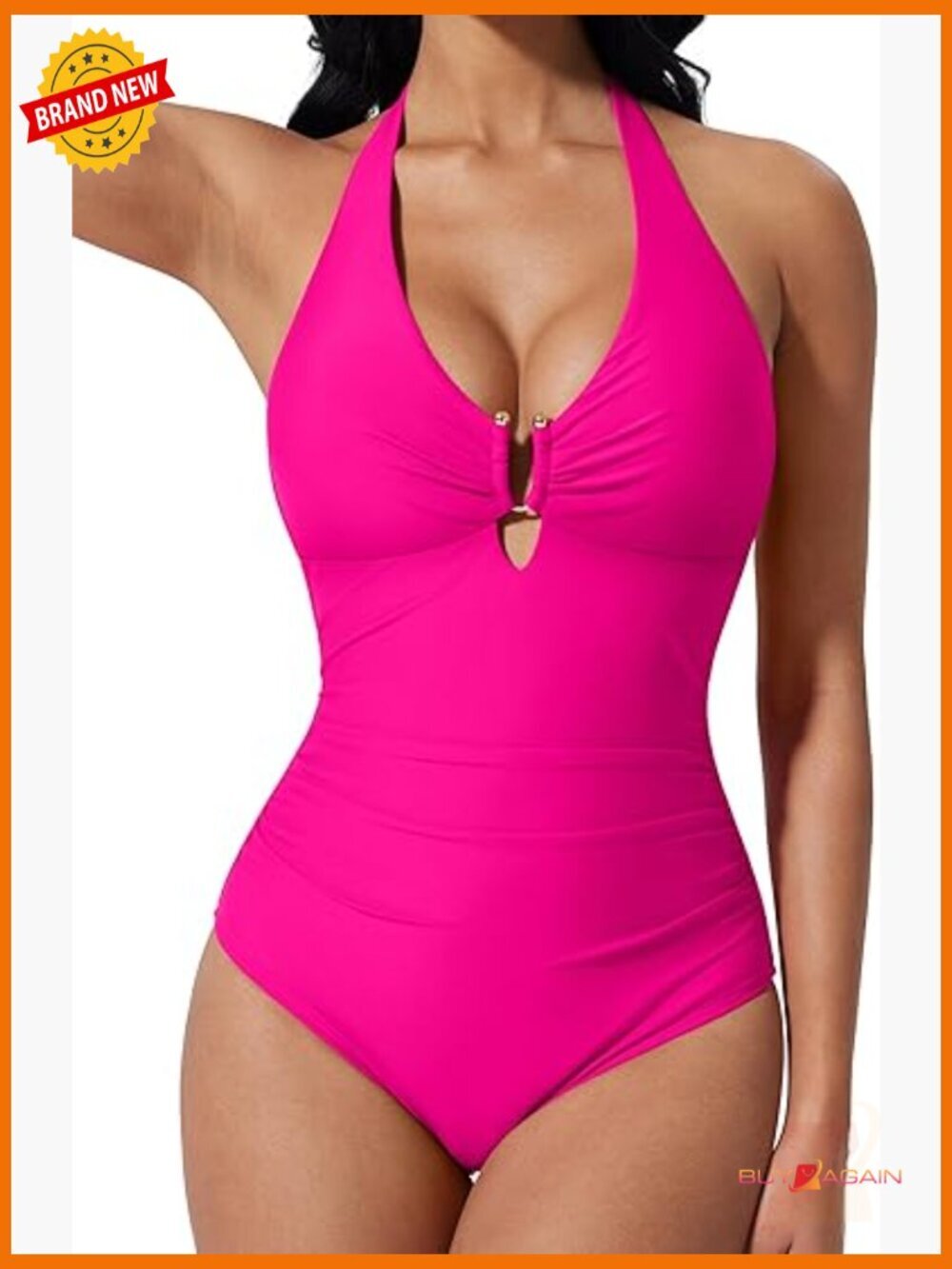 Tummy Control One Piece Swimsuits Halter U-Wire Bathing Suit Deep V